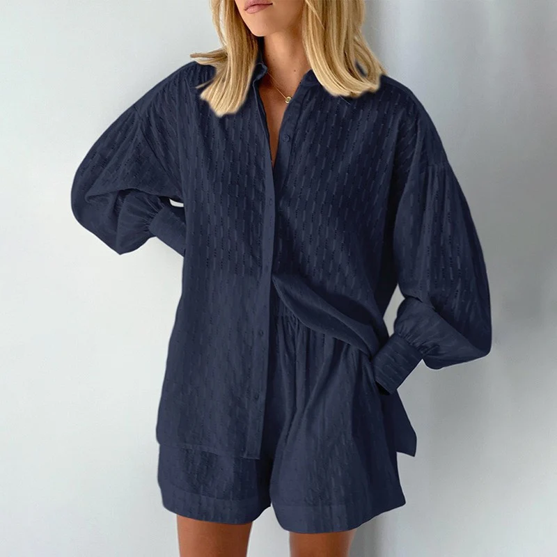 Dam Duo Set Löst Bekväm Bomull Polyester 4