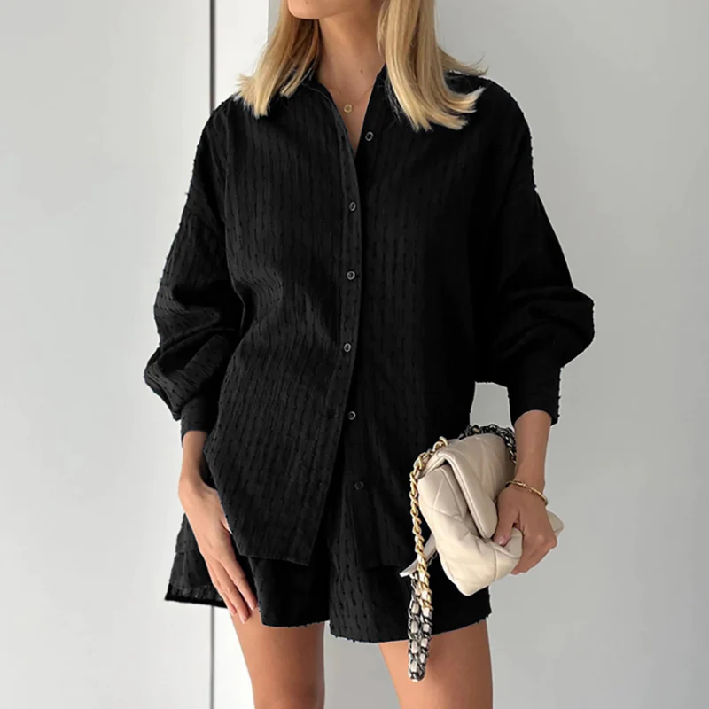 Dam Duo Set Löst Bekväm Bomull Polyester 8