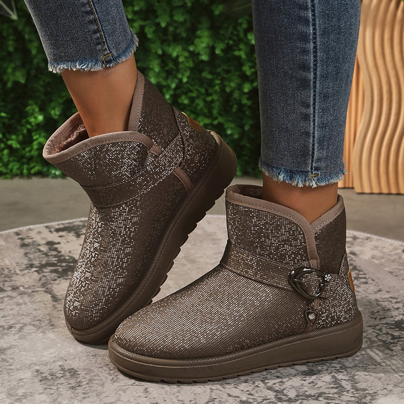 Fodrade Vinterstövlar Dam Quiltad Gummi för Kalla Dagar-2