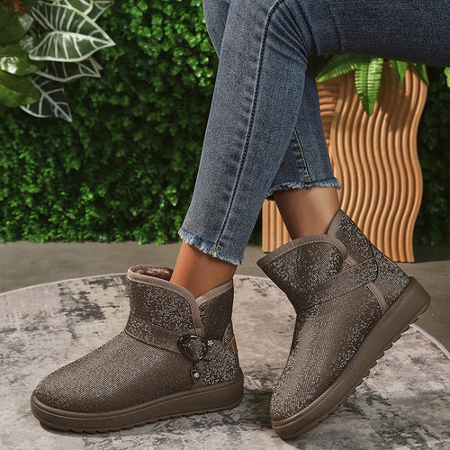 Vinterstövlar Dam Vadderade Vattentåliga Fodrade-1