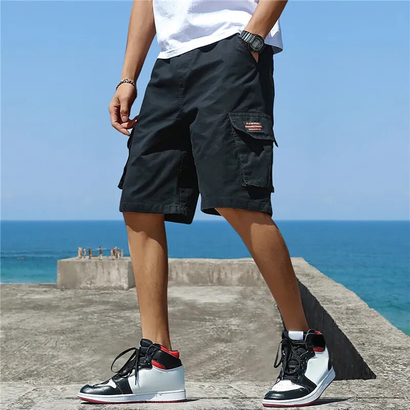 Variant image for Herrens Baggy Shorts Löst Passform 100% Bomull Flera Fickor-1