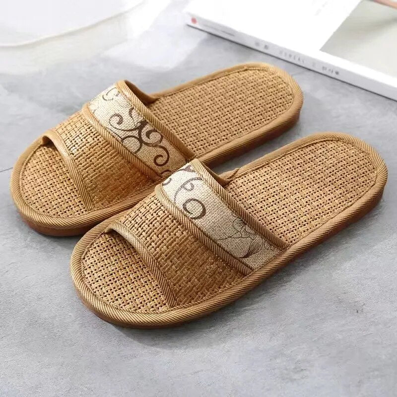 Herr Tofflor i Bambu och Rattan Filigranflätad Design för Inomhus och Utomhus-6
