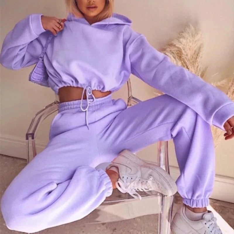 Dam Träningsdräkt Uppsättning med Huva och Elastisk Midja Polyester 11