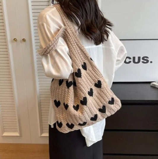 Dam Handväska Stickad Minimalistisk Design Rymlig Textil 1