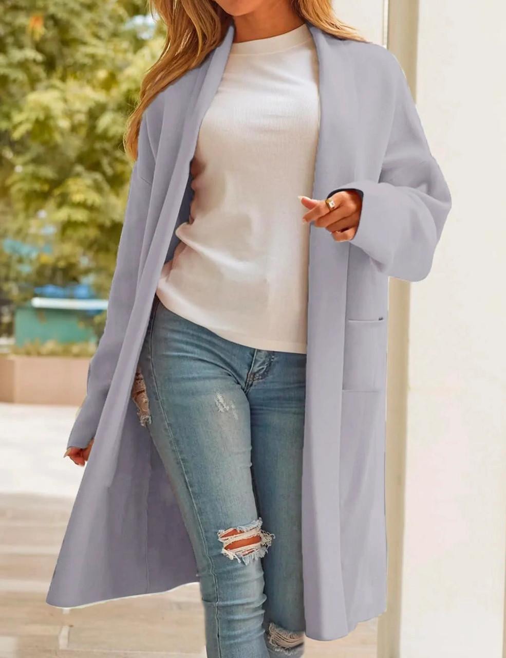 Kvinnors Lång Kappa Elegant Polyester-6