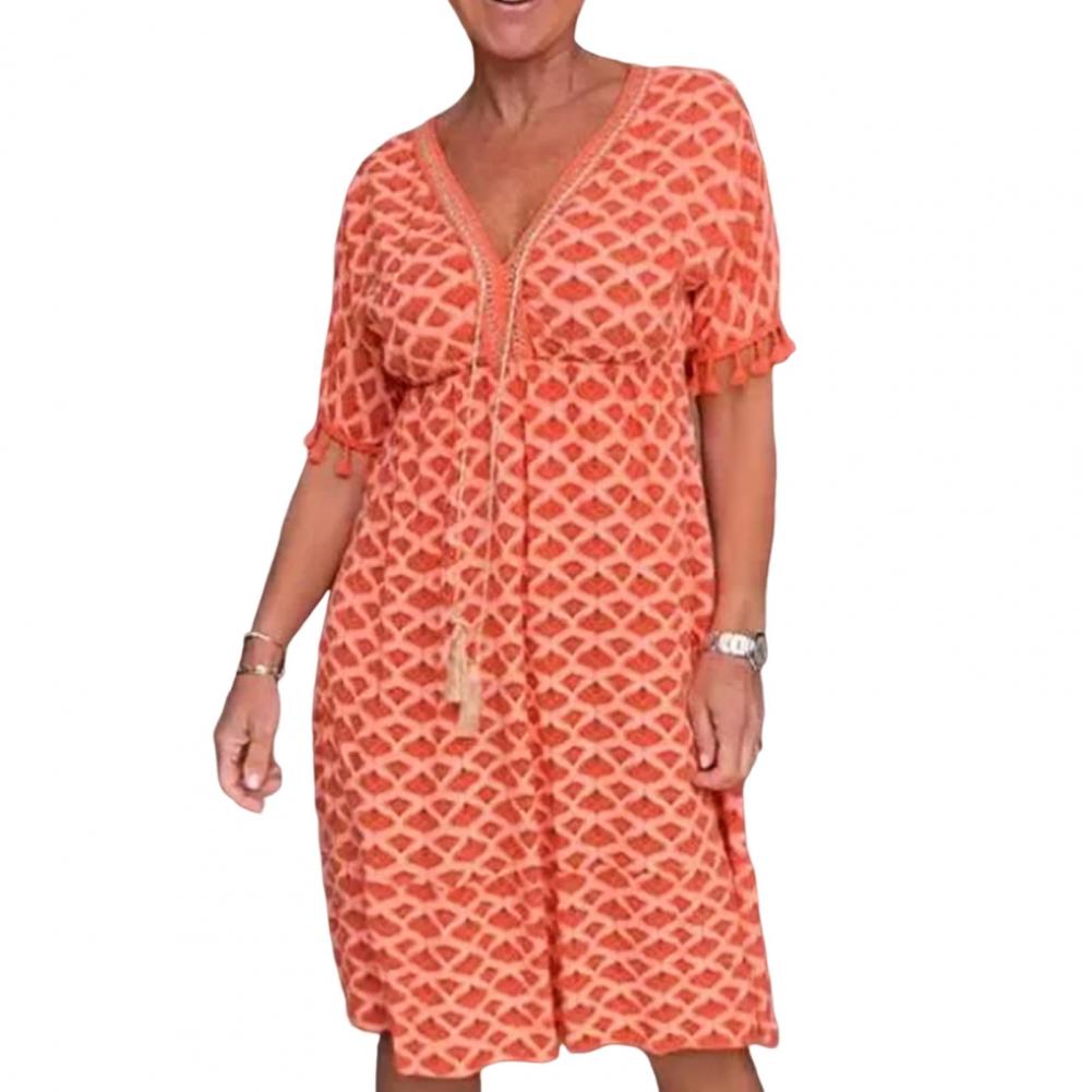 Variant image for Damer Fritidsklänning V-halslinje Mjuk Tyg med Fickor-13