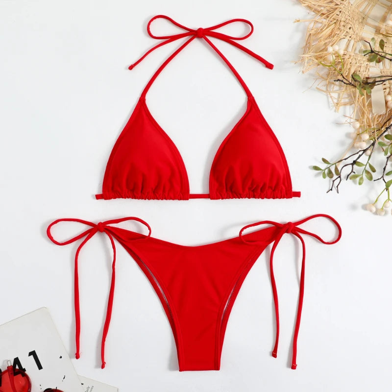 Variant image for Dam Brasilansk Bikini Med Djärv Utskärning Nylon Spandex-25