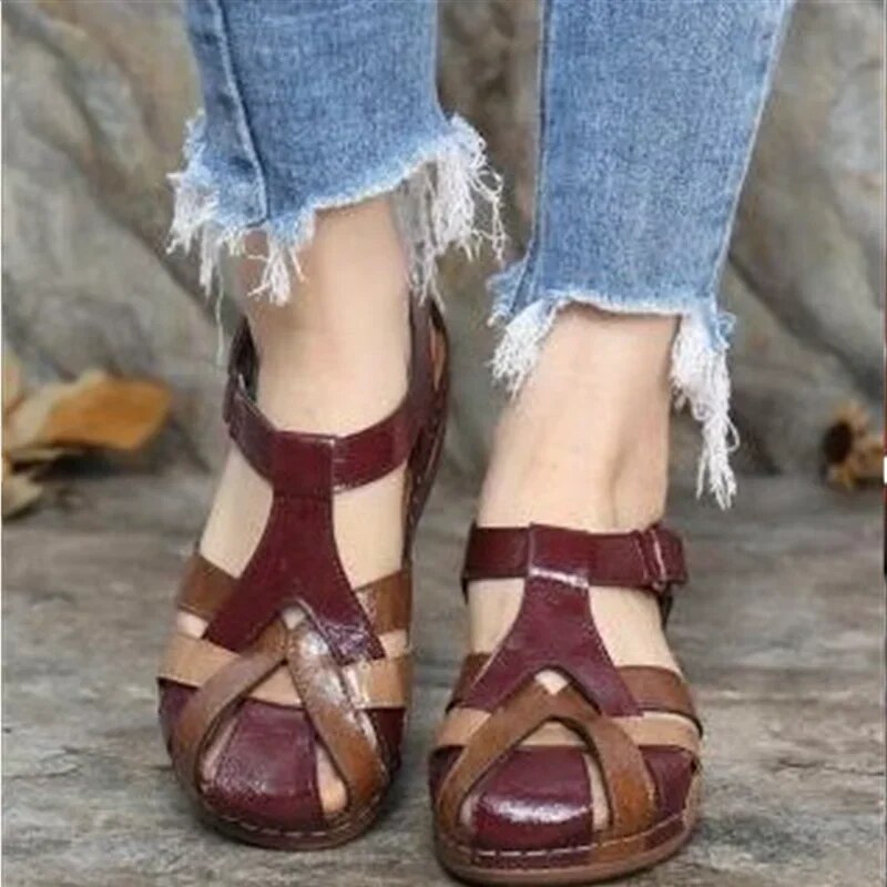 Dam Tofflor Slip-On Läder Halkfri Gummisula-2