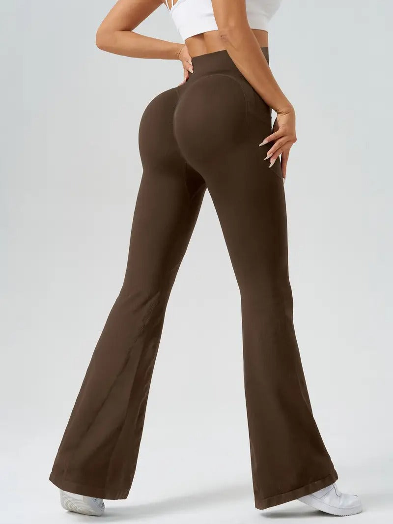 Högmidjade Blommiga Byxor för Kvinnor i Polyester och Elastan – Bekväm och Figursydd Passform, Flera Storlekar 3