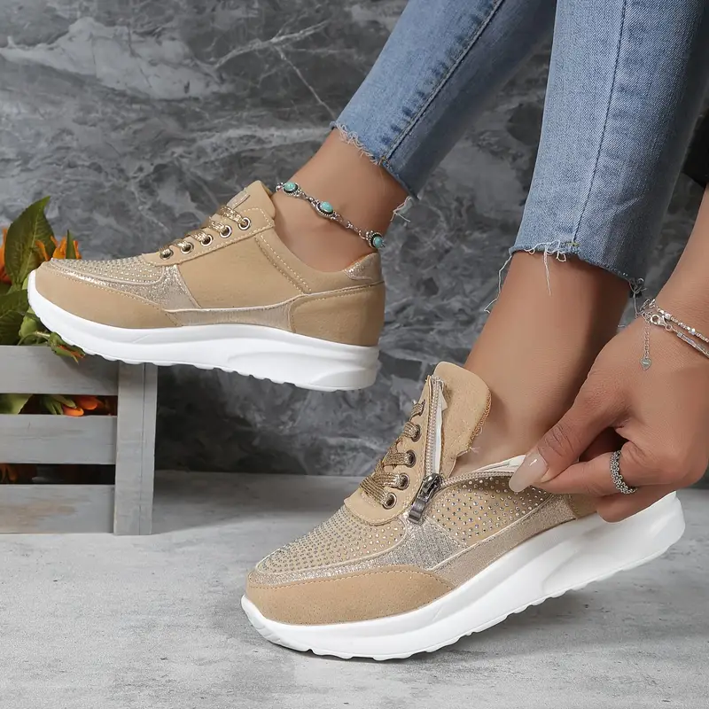 Dam Sneakers Ergonomisk Design Polyester Eleganta och Mångsidiga-3
