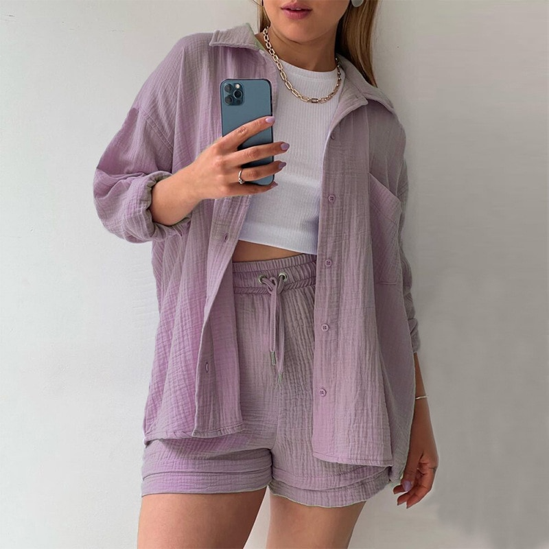 Loungewear Dam Trendig Komfort Mjuk Bomull-5