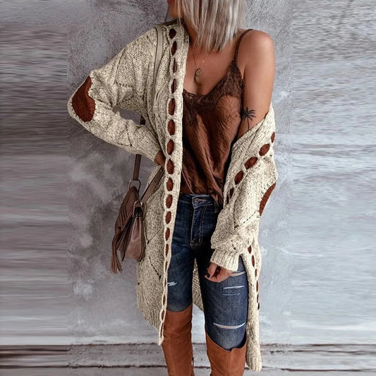 Dam Kofta Vintage Stil med Huva i 100% Akryl-1