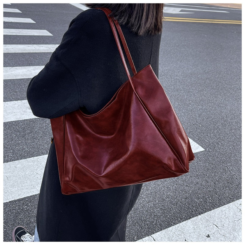 Dam Bärväska Retro PU-Läder Rymlig Elegant 4