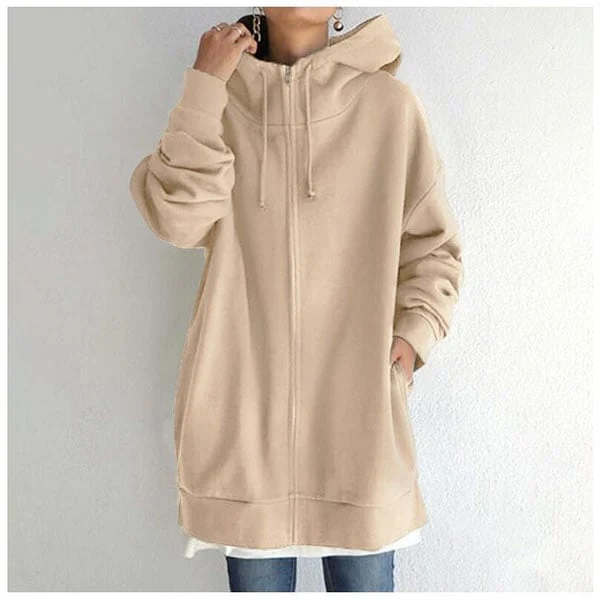 Överdimensionerad Dam Hoodie i Isolerad Polyester med Huva – Komfortabel och Varm för Höst och Vinter 2