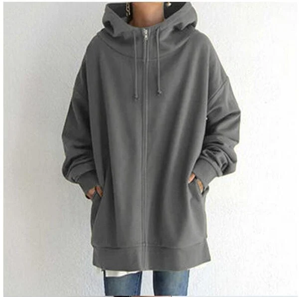 Överdimensionerad Dam Hoodie i Isolerad Polyester med Huva – Komfortabel och Varm för Höst och Vinter 1