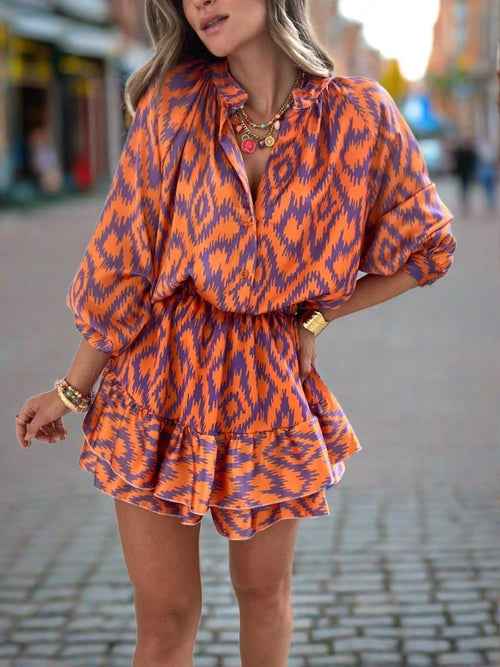 Kvinnors Miniklänning Boho Ruffled Lätt Polyester-1