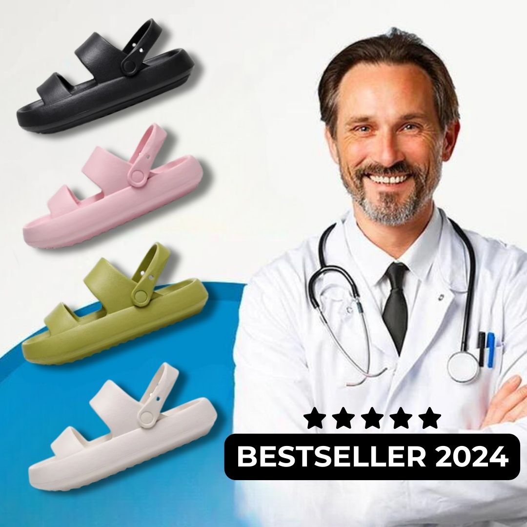 Dam Sandaler Slip-On Ortopedisk Design med Dubbla Remmar och Vadderad Sula-3
