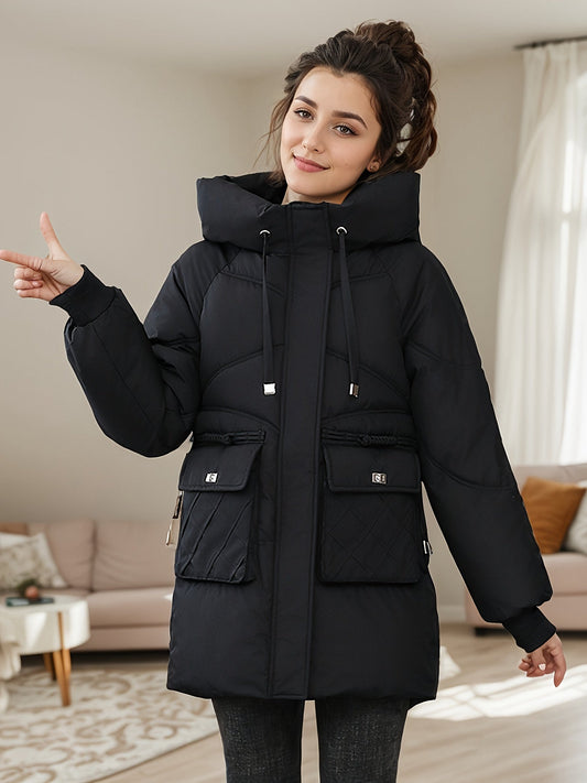 Damjacka LÄng Buffertjacka Modern Design Polyester för Vinter-1