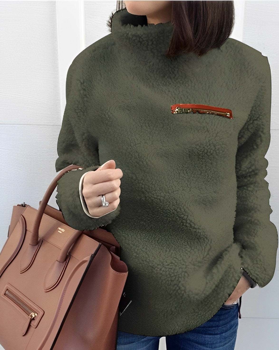 Dam Turtleneck Vintertröja Överdimensionerad Ull-1