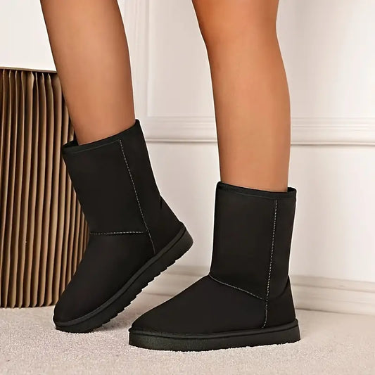 Kvinnors Ankelstövlar Slip-on Vattentåliga Fleecefodrade-1