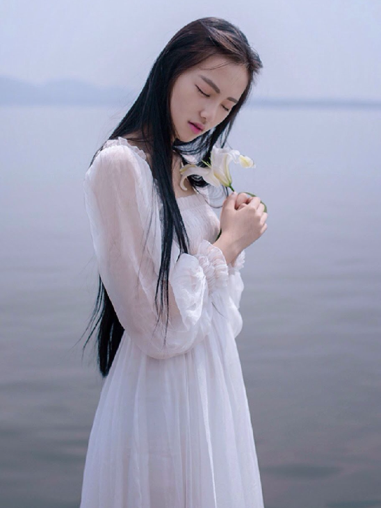 Kvinna Midi Klänning Fyrkantig Halsringning Chiffong A-Linjeformad-5