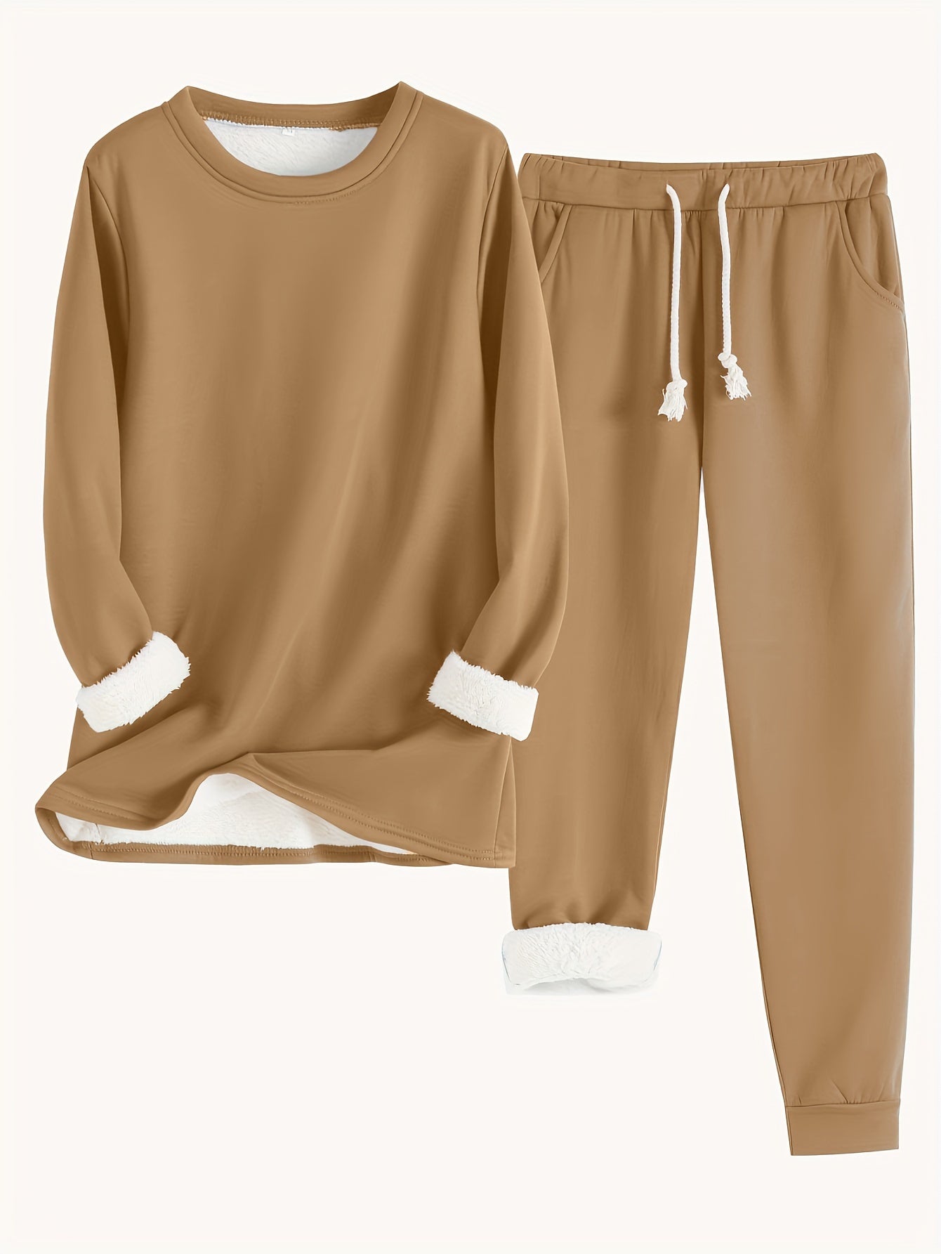 Variant image for Damset Vintertröja Joggingbyxor Monokrom Mjuk Blandningstyg-25