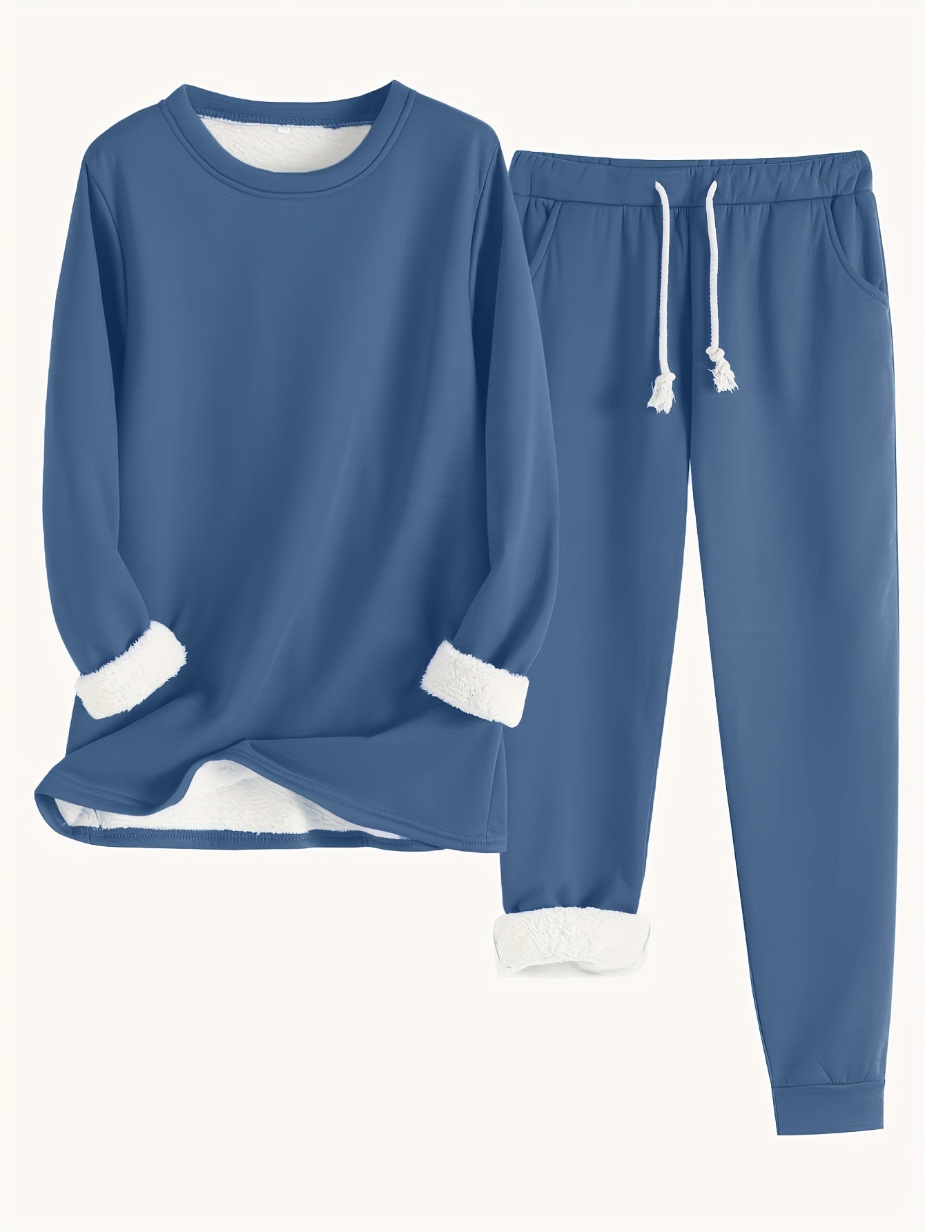Variant image for Damset Vintertröja Joggingbyxor Monokrom Mjuk Blandningstyg-43