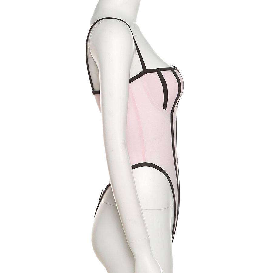 Dam Bodysuit Randig Ärmlös Spaghetti Band Polyester Spandex 4
