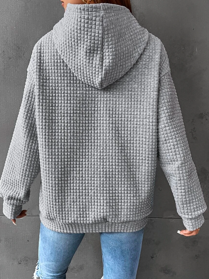 Kvinnors Hoodie Löst Snitt Högkvalitativ Bomull och Polyester 2