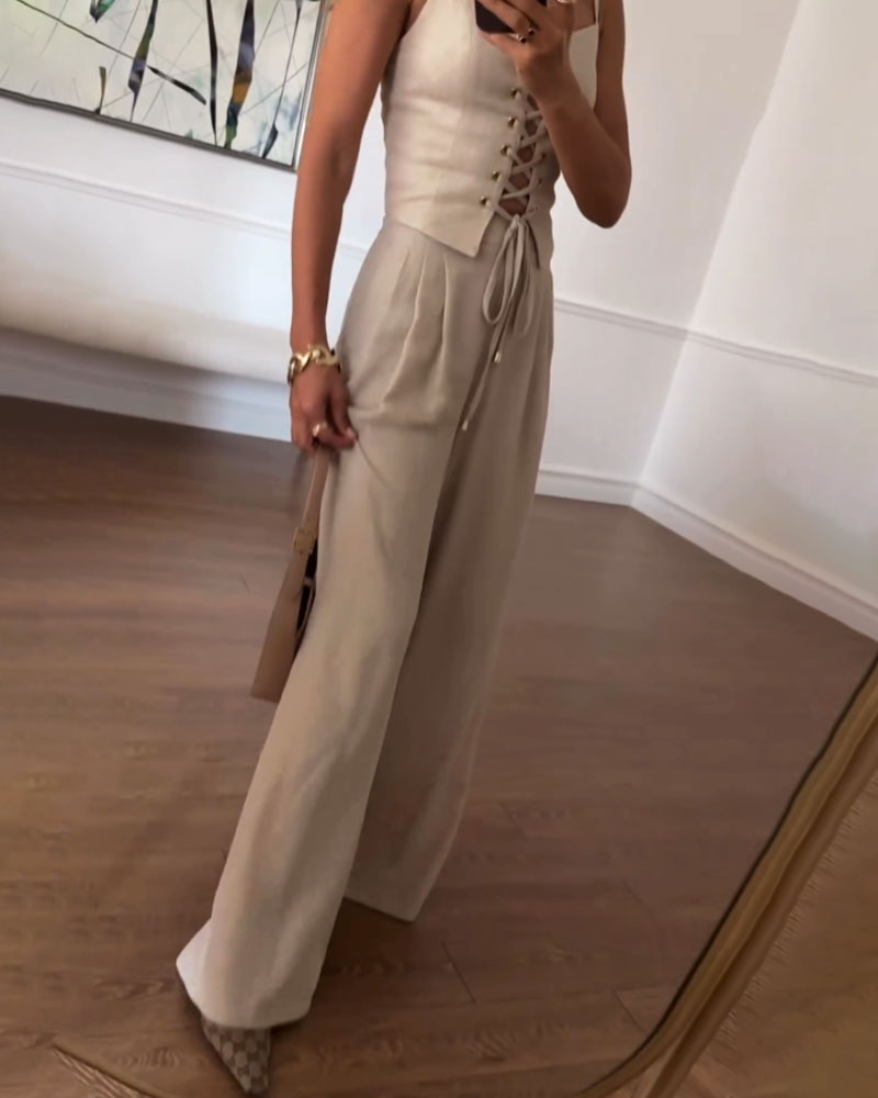 Dam Tvådelad Set Topp och Byxor Polyester 5