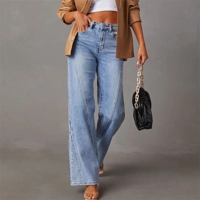 Dam Jeans med Hög Midja Avslappnad Denim Kvalitet 4