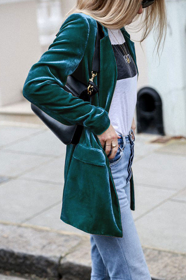 Dam Blazer Modern Passform Polyester Hög Kvalitet-3