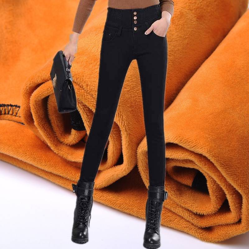 Dam Jeans Hög Midja Mjuk Bomull Slim Fit-4