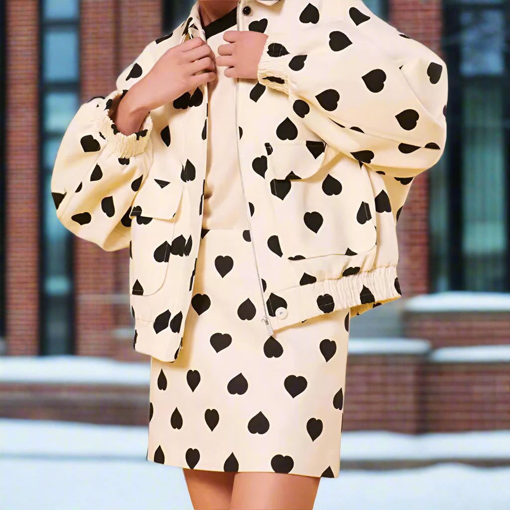 Dam Kofta Hjärtmönster Mjuk Stickad-3