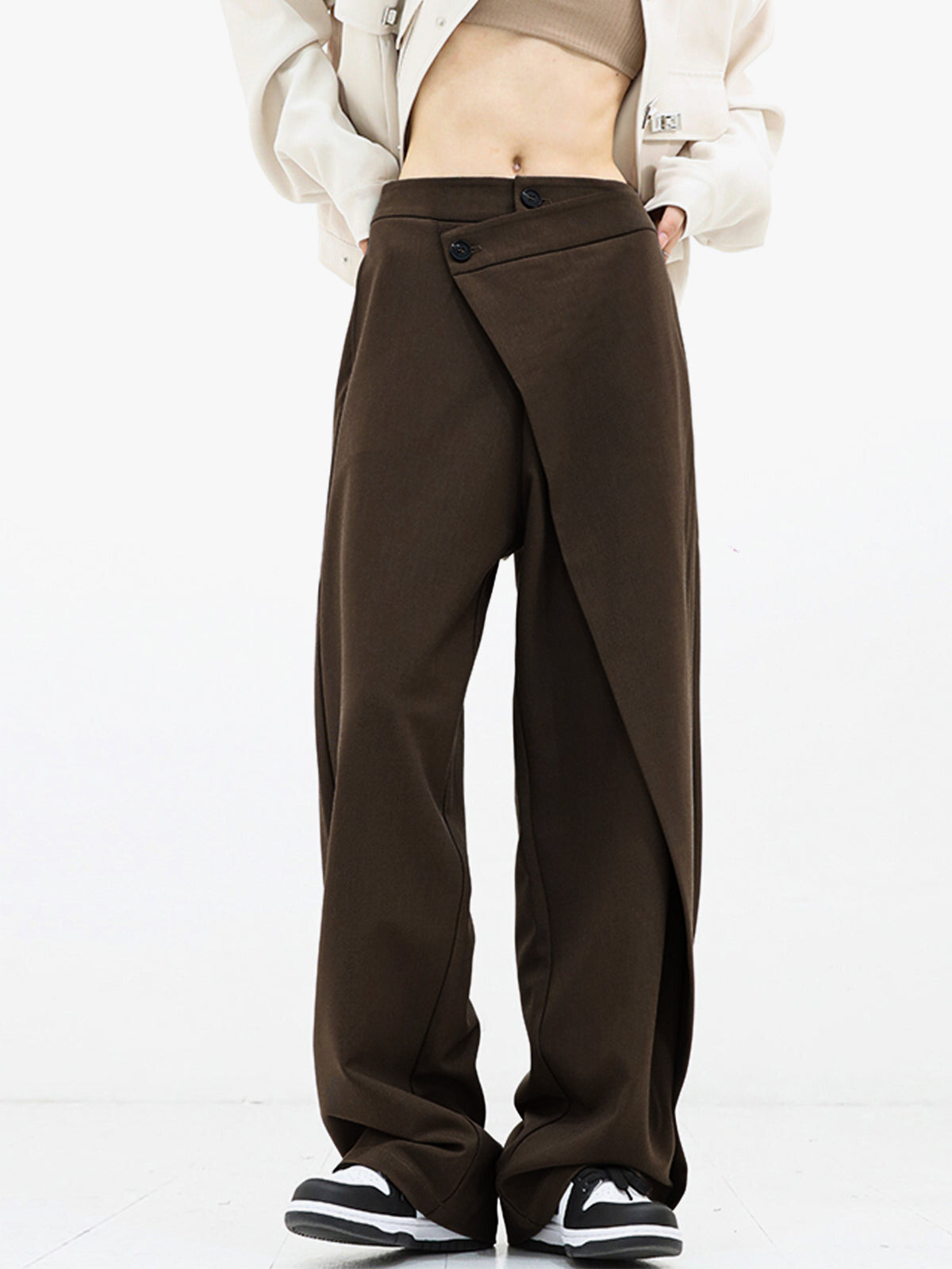 Snygga Byxor Dam Asymmetrisk Design Lätt Polyester-3