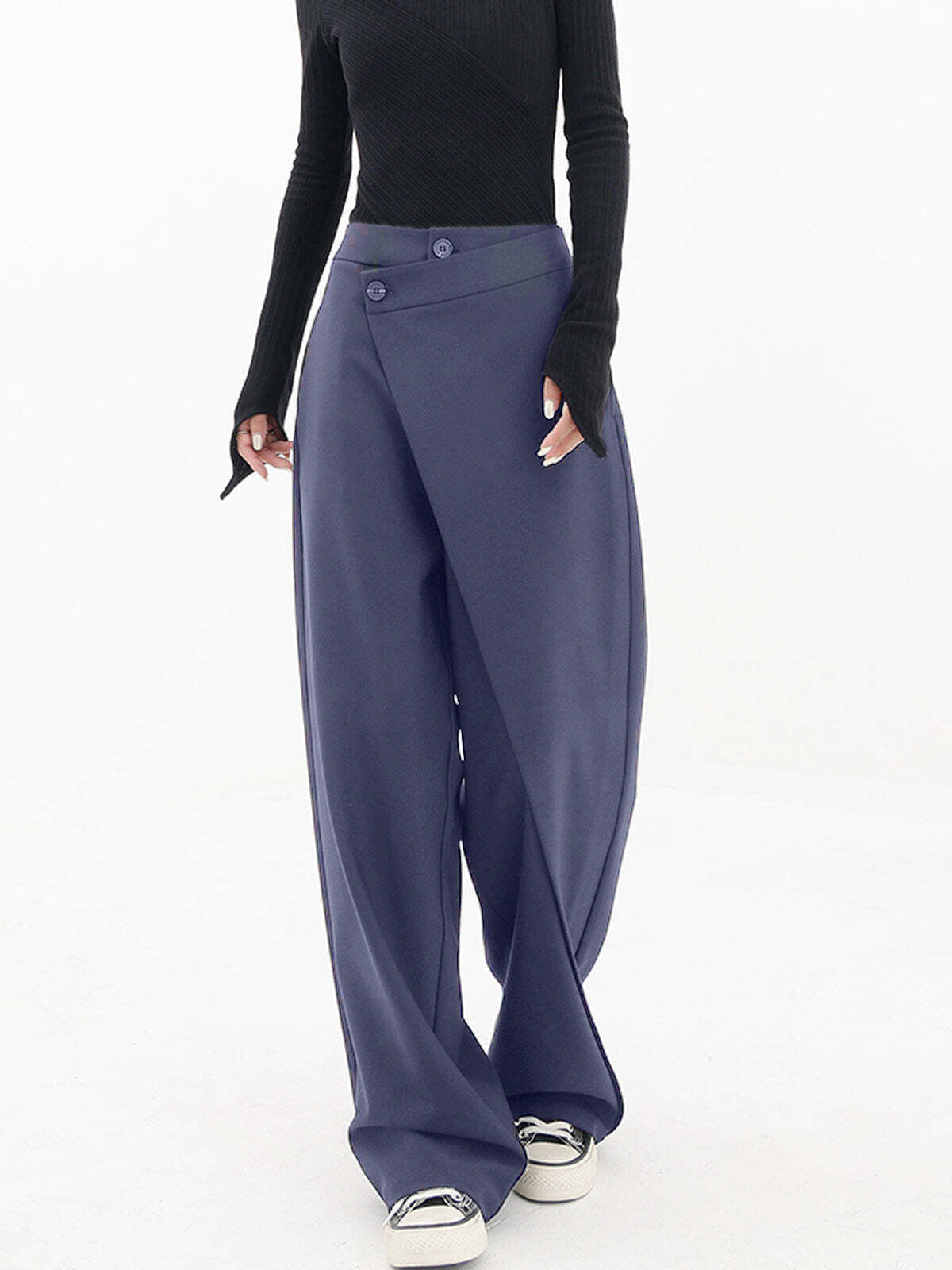 Snygga Byxor Dam Asymmetrisk Design Lätt Polyester-2
