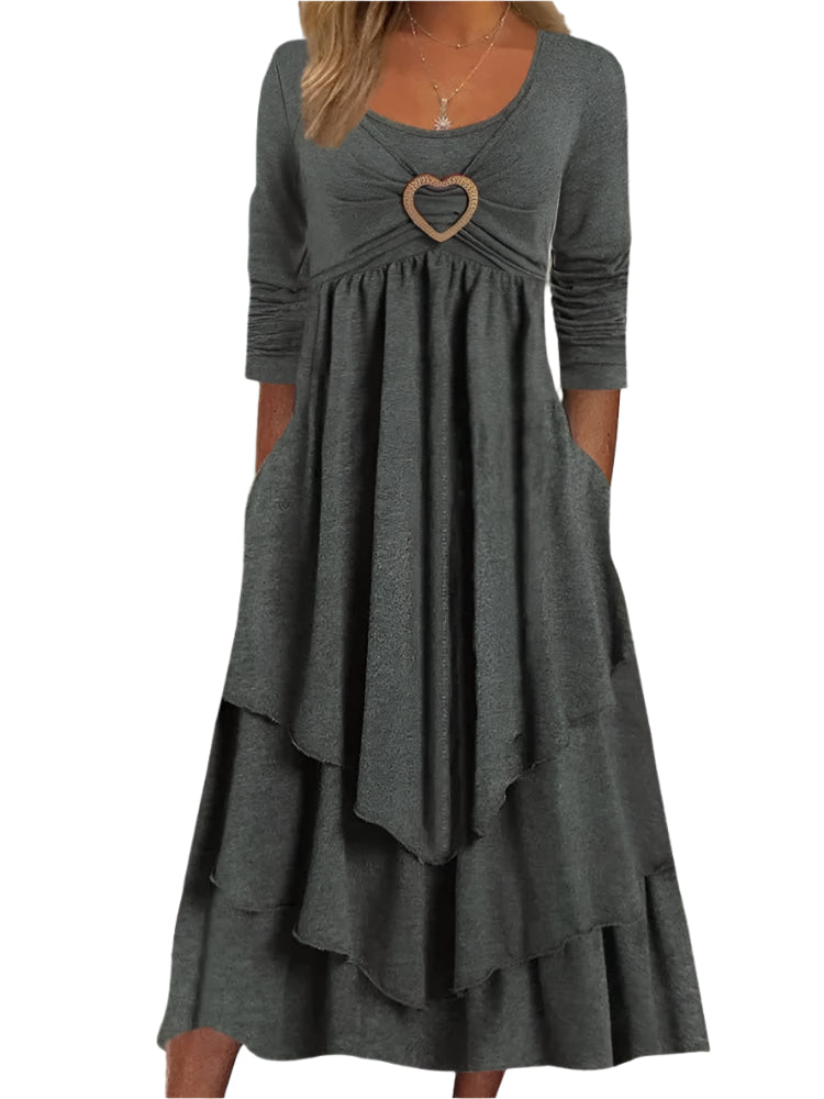 Variant image for Kvinnors Lagerklänning med Hjärtdetalj Skiktad Högkvalitativt Tyg-1