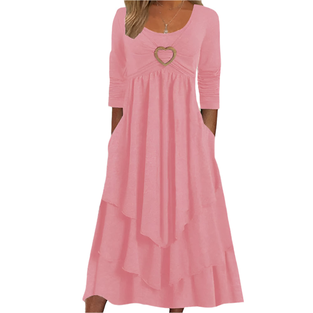 Variant image for Kvinnors Lagerklänning med Hjärtdetalj Skiktad Högkvalitativt Tyg-31