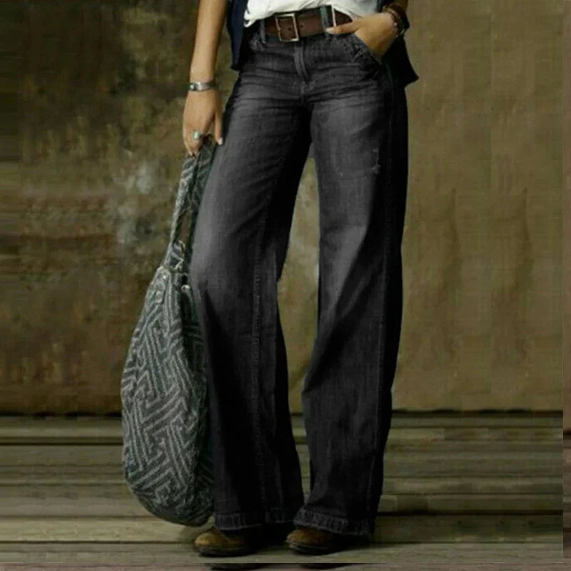 Kvinnors Hög Midja Jeans Polyester Komfortabel Design 4
