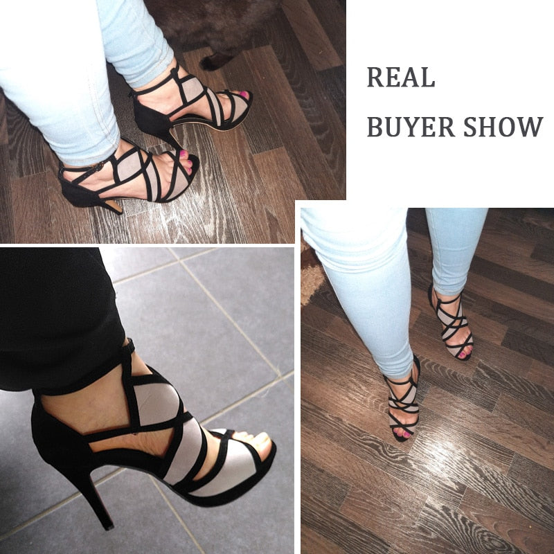 Kvinnors Sandaler Plattform Peep Toe Velour-6