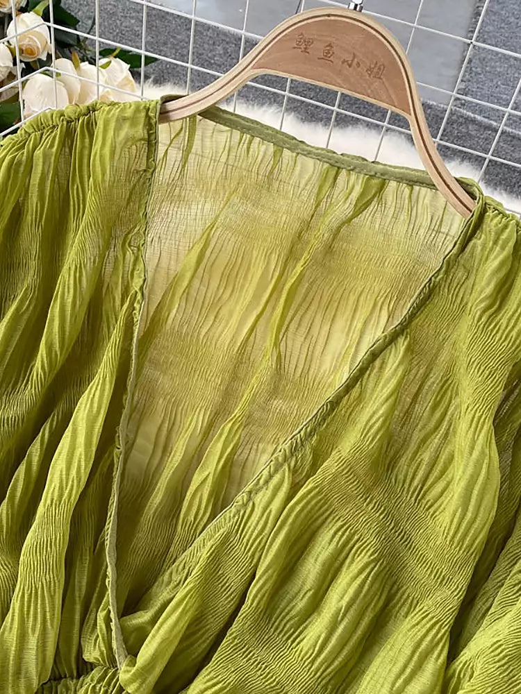 Dam Blus V-hals Chiffong Långa Ärmar Trendig Stil-2