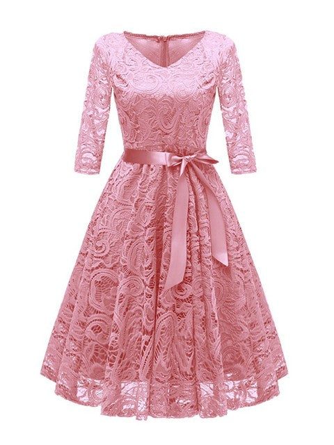 Variant image for Kvinnor V-formad Spetskvällsklänning 3/4 Ärmar Polyester Spandex-6