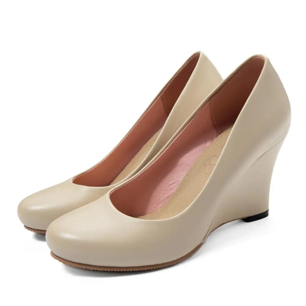Dam Högklackade Skor Eleganta PU-Läder 8 cm Klack Rund Tå-3
