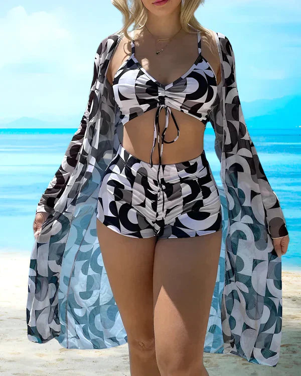 Bikiniset Dam Blommönster Snabbtorkande Med Avtagbar Vaddering-2