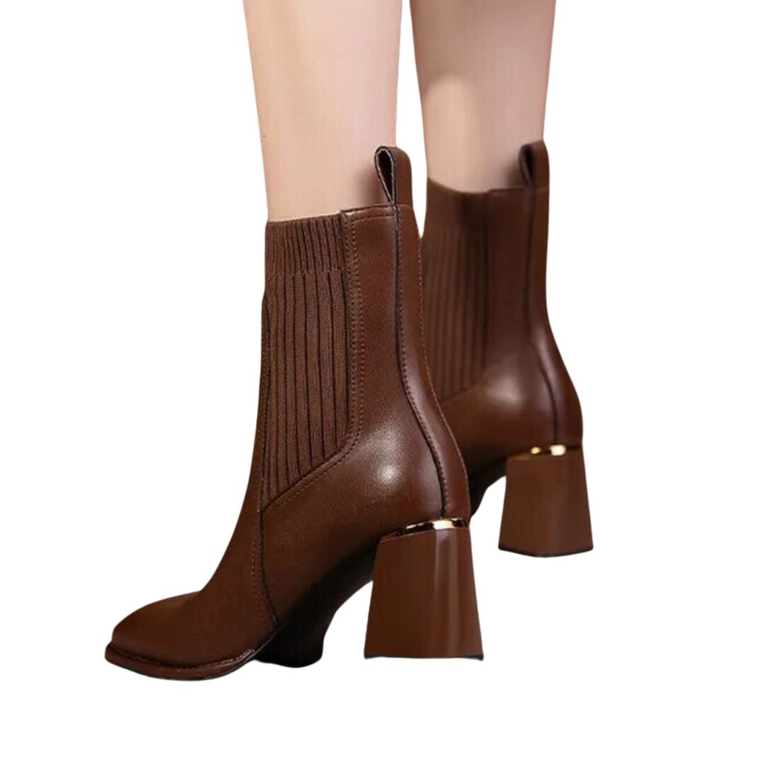 Dam Läderstövlar Elegant Hållbar Ergonomisk Design-2