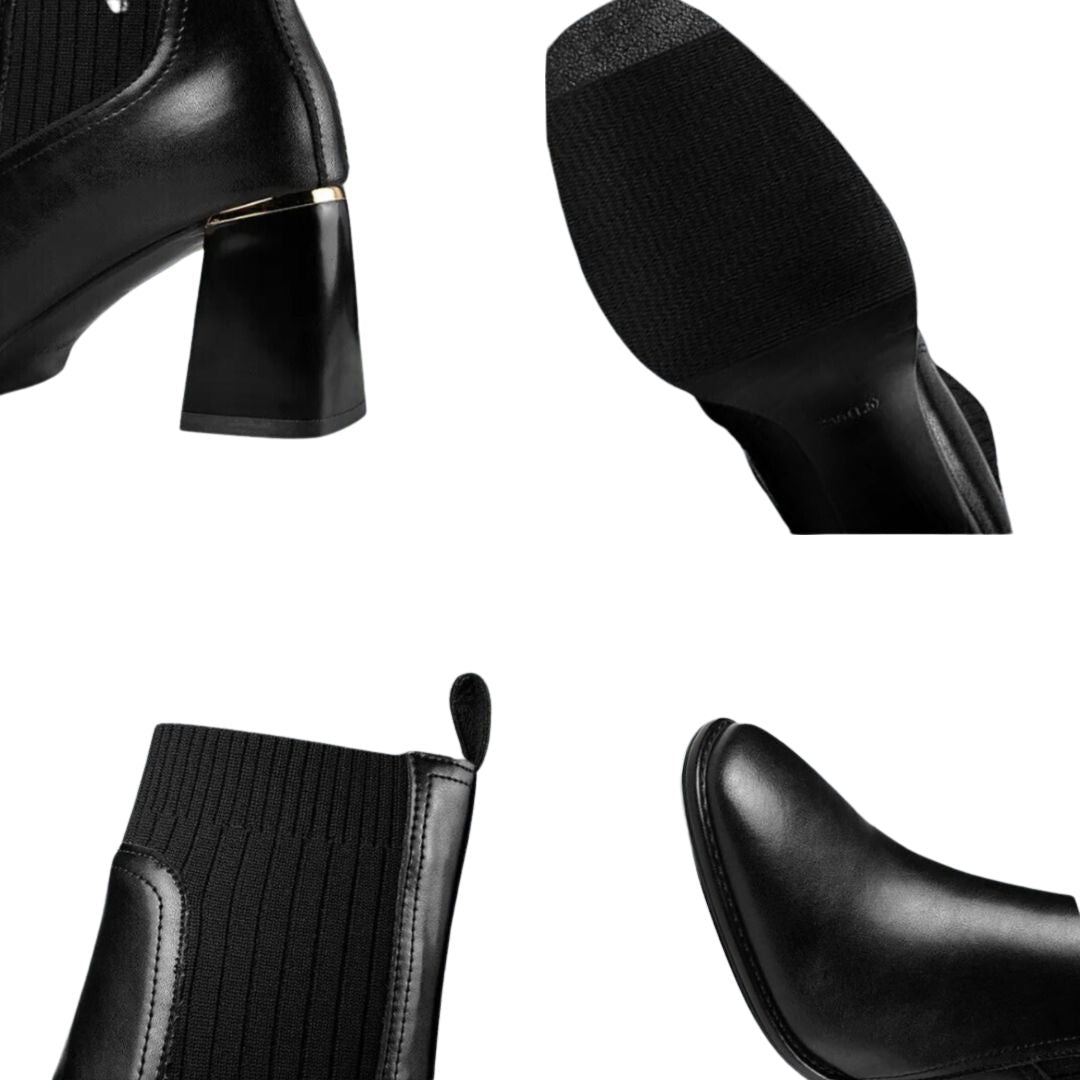 Dam Läderstövlar Elegant Hållbar Ergonomisk Design-6