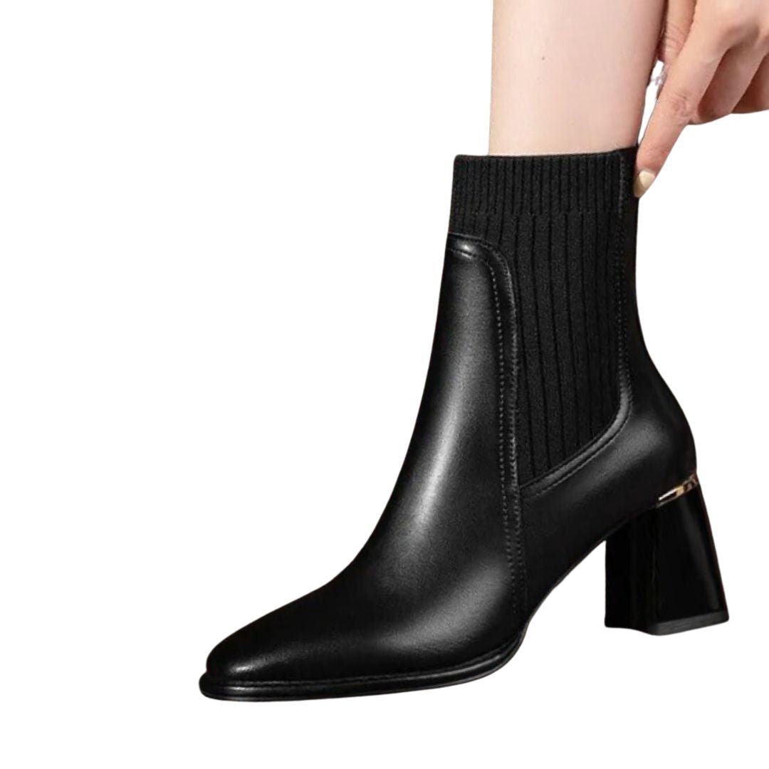 Dam Läderstövlar Elegant Hållbar Ergonomisk Design-4