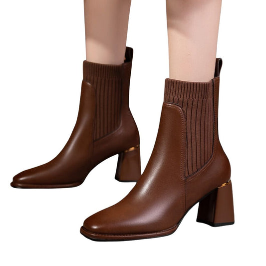 Dam Läderstövlar Elegant Hållbar Ergonomisk Design-1