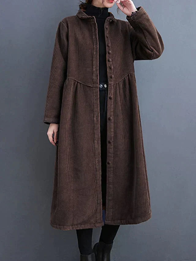 Dam Kappa Elegant Kordmaterial Tidlös Design Mjuk Komfort-3
