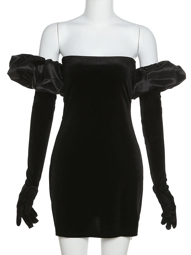 Fina Dam Klänningar Mini Klänning Puffärmar Polyester-4